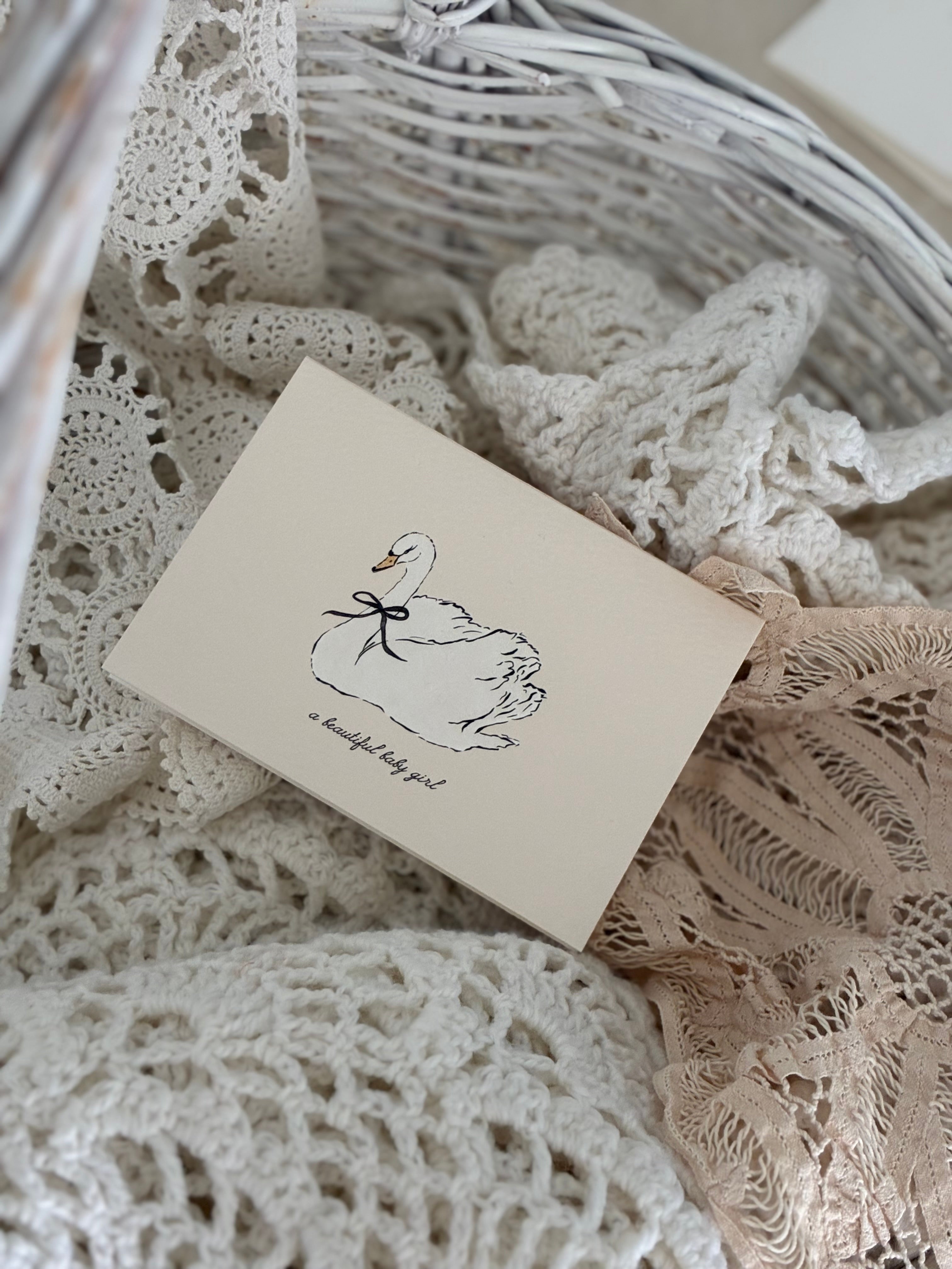 Swan | Baby Girl | Illustrated Keepsake Card