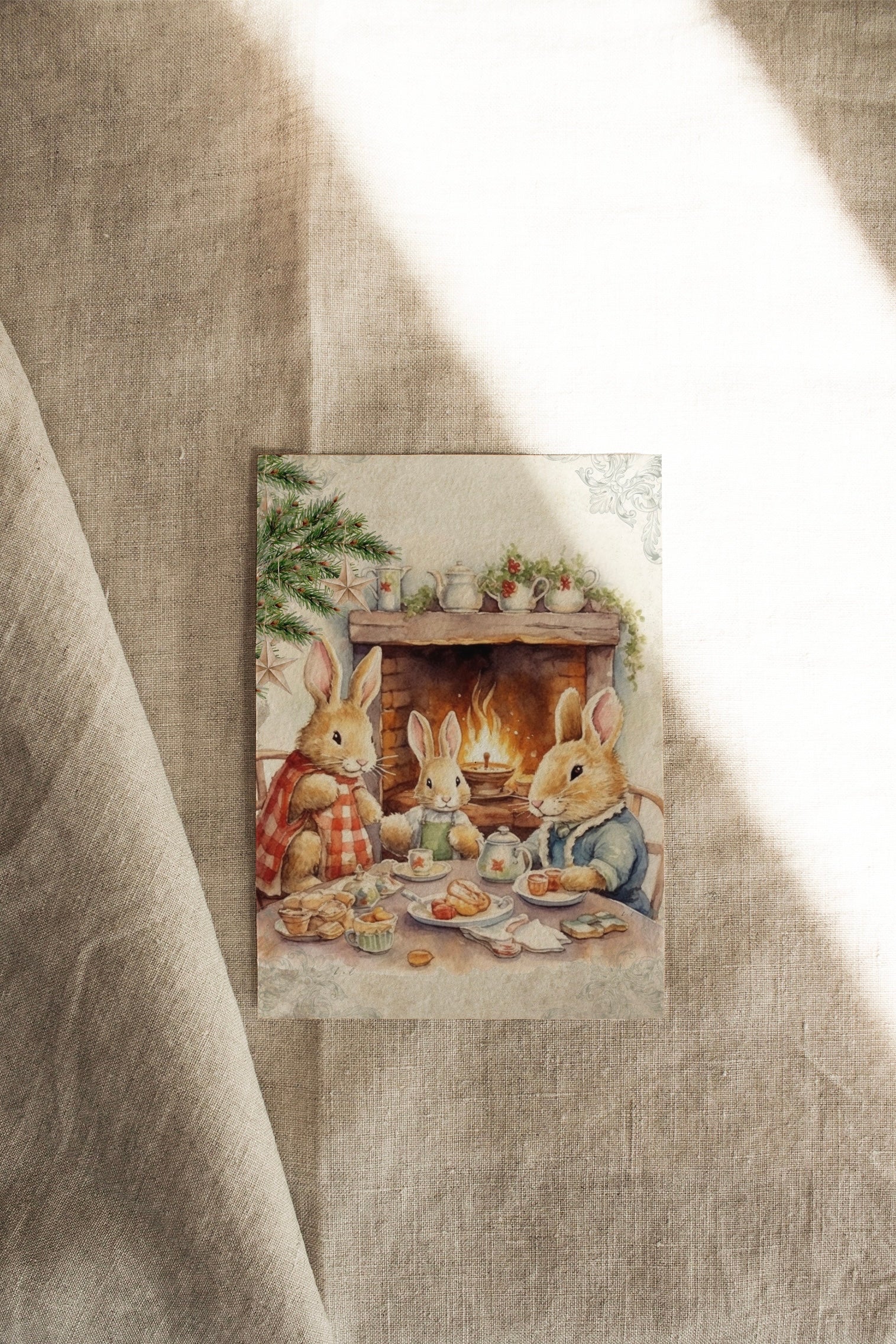 Willow Hollow Bunny Family | Available as Christmas Card or Print