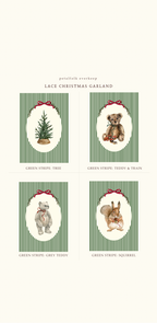 Lace and Cotton Christmas Garland | Customisable Illustrations + Text