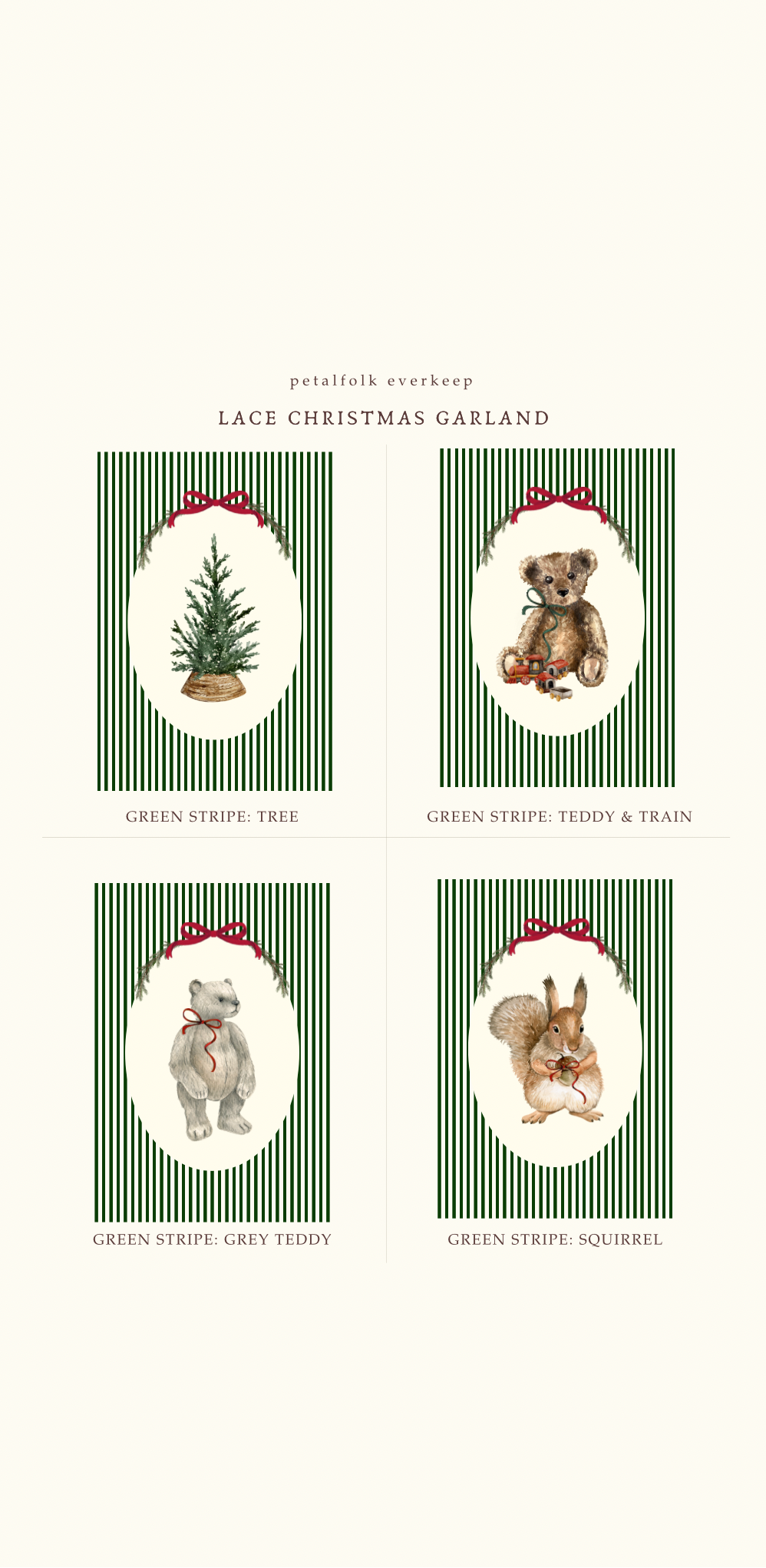Lace and Cotton Christmas Garland | Customisable Illustrations + Text