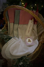 Christmas Stocking with Personalised Name & Illustration Tags