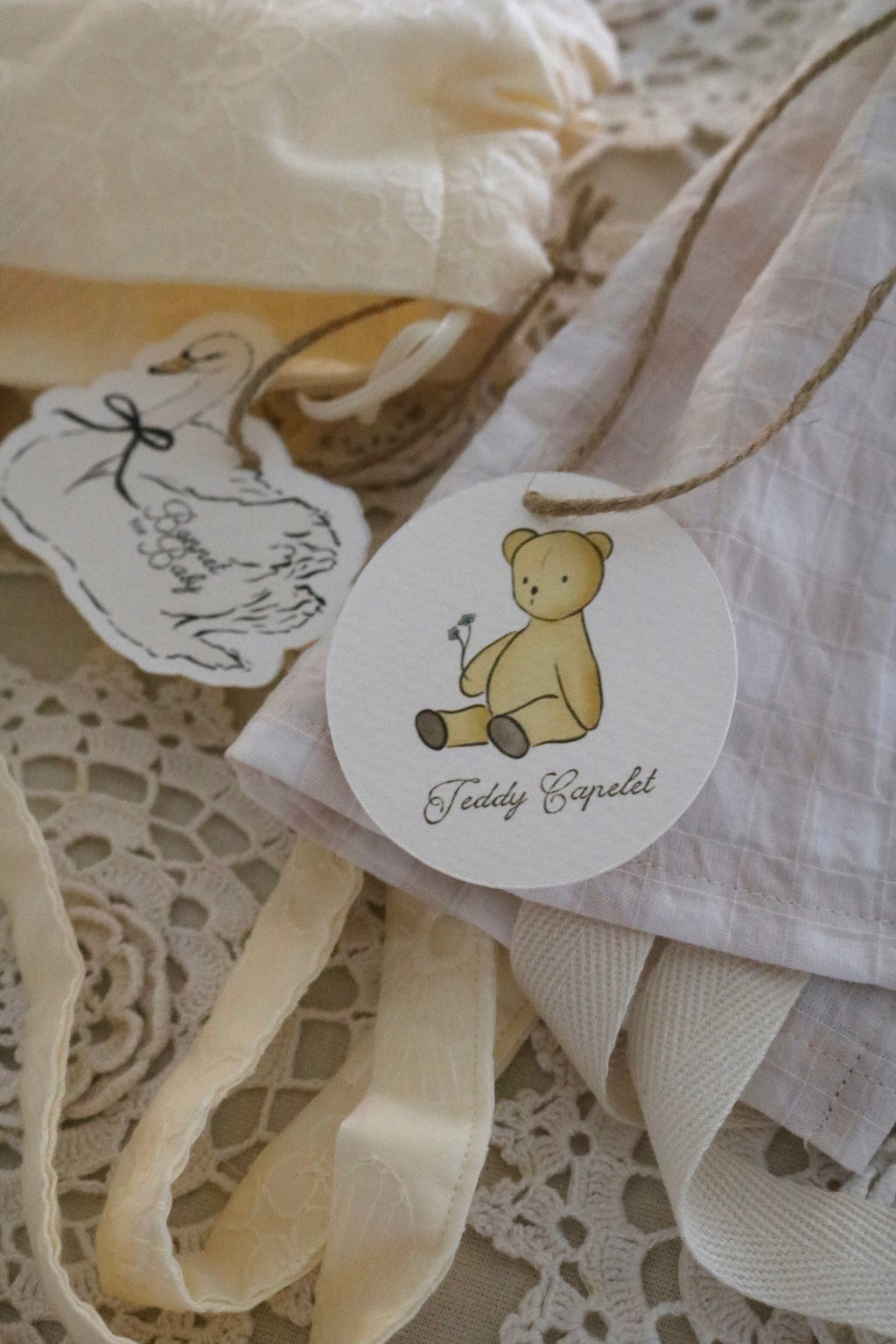 Gingham Capelet with Teddy Pendant
