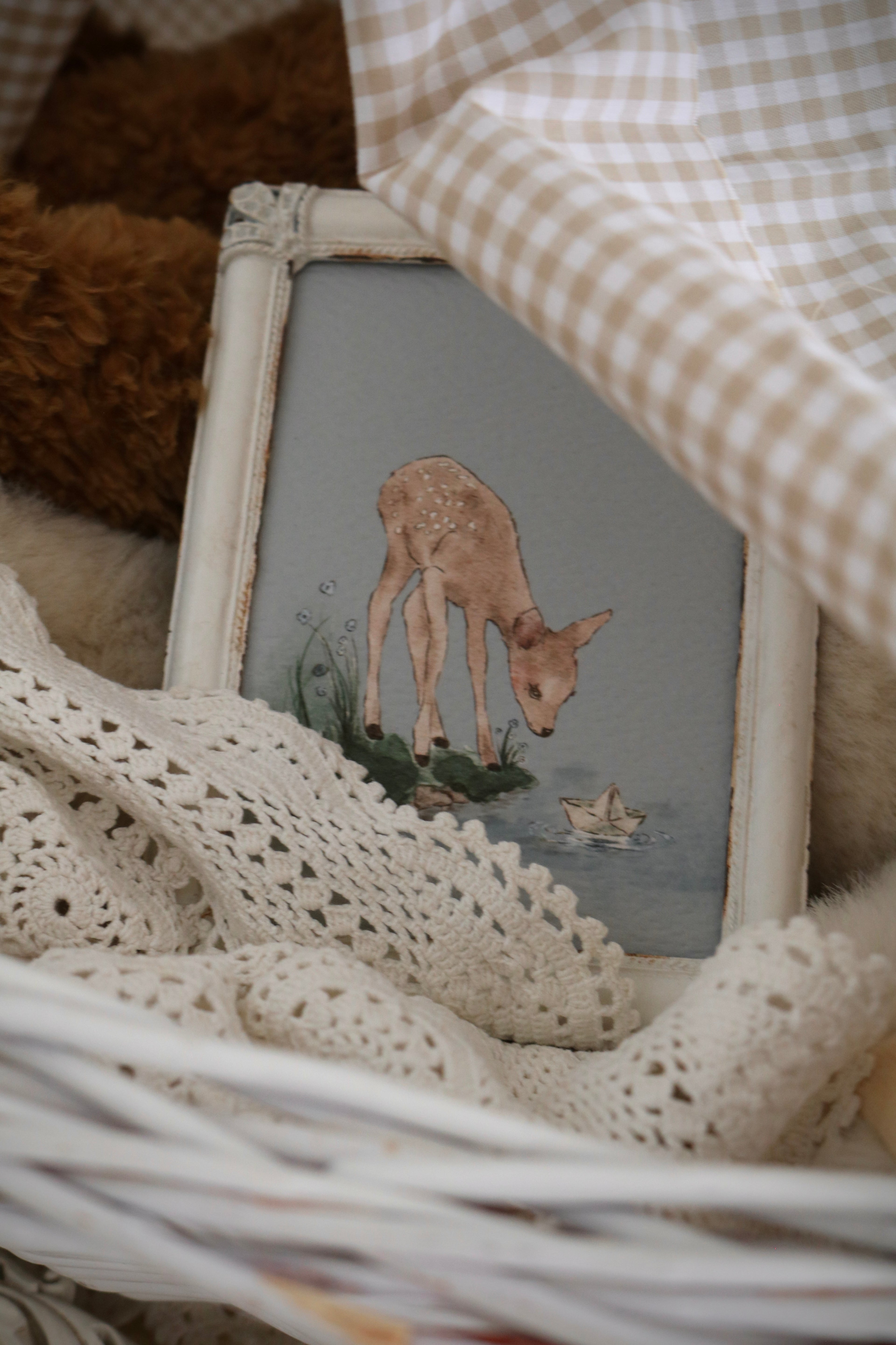 The Fawn and the Paper Boat | Framed