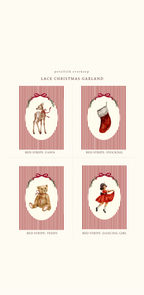 Lace and Cotton Christmas Garland | Customisable Illustrations + Text