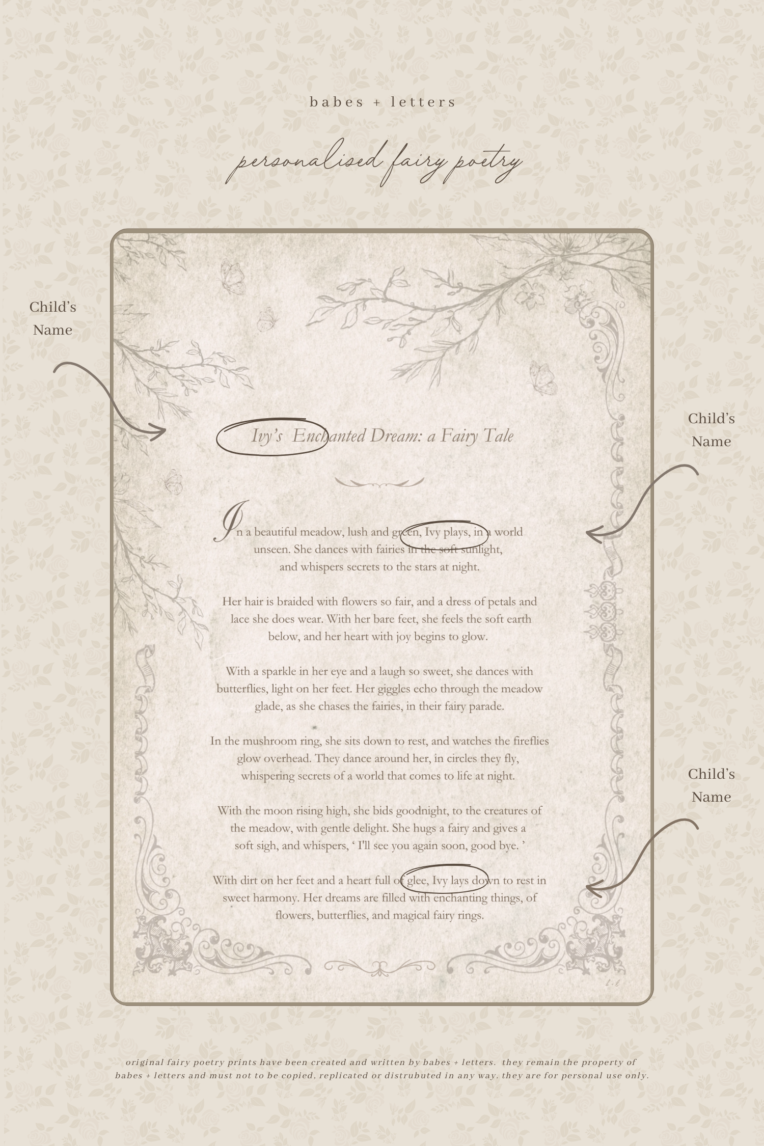 Personalised Fairy Poem